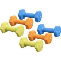 SPORTNOW 2 x 1kg, 2 x 1.5kg and 2 x 2kg Hexagonal Dumbbells Weights Set with Non-Slip Grip for Home Gym Workout