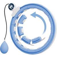 SPORTNOW Smart Weighted Hula Hoop, Massage Hula Ring w/ 16 Detachable Knots, 360 Auto-Rotating Ball, Digital Counter Light Blue