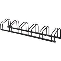 HOMCOM Bike Stand Parking Rack Floor or Wall Mount Bicycle Cycle Storage Locking Stand 179L x 33W x 27H (6 Racks, Black)