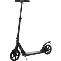 HOMCOM Folding Kick Scooter 2 Big Wheels Teens Adult 14+ Adjustable Ride On Black