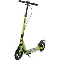 HOMCOM Teens Adult Kick Scooter Foldable Adjustable Aluminum Ride On Toy For 14+ w/ Dual Brake System, Shock Mitigation System - Green 95.5-110.5H CM