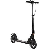 HOMCOM Adult Teens Kick Scooter Foldable Height Adjustable Aluminum Ride On Toy for 14+ with Rear Wheel & Hand Brake, Shock Mitigation System - Black