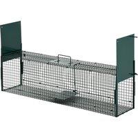 PawHut 2-Door Humane Live Trap for Small Animals, Animal Trap for Rat Mise Mink Rabbit Raccoon Gopher Squirrel, Dark Green Aosom UK