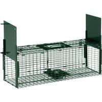 Outsunny Humane Rat Trap, Squirrel Trap with Double Doors, Live Cage Mousetrap for Indoors & Outdoors, Catch and Release Mice, Rats, Rodents, 60 x 18 x 20 cm, Green