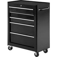 HOMCOM 5-Drawer Tool Box on Wheels, Lockable Tool Storage Cabinet with EVA Pad Tool Cabinets with Ball Bearing for Garage, Workshop, Black Aosom UK