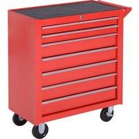 DURHAND Roller Tool Cabinet Storage Chest Box 7 Drawers Roll Wheels Garage Workshop Red