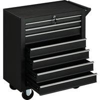 DURHAND Roller Tool Cabinet Storage Chest Box 7 Drawers Roll Wheels Garage Workshop Matte Black Aosom UK