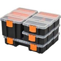 DURHAND Tool Storage Box Set, 4-Pack, Various Sizes, PP Material, Hardware Organiser, Black/Orange Aosom UK