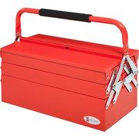 DURHAND Professional Metal Tool Box, 3 Tier 5 Tray Cantilever Storage Cabinet with Carry Handle, 45cmx22.5cmx34.5cm, Red