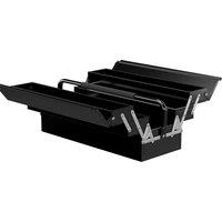 DURHAND Professional Metal Toolbox, 3 Tier, 5 Tray, Portable with Carry Handle, 56cmx20cmx34cm, Black Aosom UK