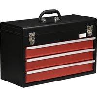 DURHAND Metal Tool Chest with 3 Drawers, Lockable, Ball Bearing Runners, Portable Toolbox, 510mm x 220mm x 320mm, Durable Aosom UK