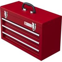 DURHAND Metal Tool Box, 3 Drawer, Lockable Tool Chest with Latches, Handle, Ball Bearing Runners, Red Aosom UK