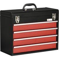 DURHAND Tool Chest, 4 Drawer, Lockable Metal Toolbox with Ball Bearing Runners, Portable, 510mm x 220mm x 395mm Aosom UK