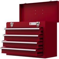 DURHAND Lockable Metal Tool Box, 4 Drawer Tool Chest with Latches, Handle, Ball Bearing Runners, Red Aosom UK