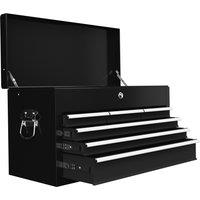 HOMCOM 6 Drawer Tool Chest, Lockable Metal Tool Box with Top Case, Ball Bearing Runners, Portable Toolbox, 600mm x 260mm x 340mm, Black Aosom UK