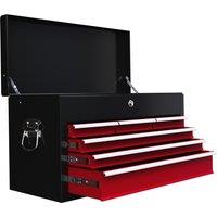 HOMCOM 6 Drawer Tool Chest, Lockable Metal Tool Box with Top Case, Ball Bearing Runners, Portable Toolbox, 600mm x 260mm x 340mm, Red Aosom UK