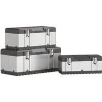 HOMCOM 3 Pieces Stainless Steel Toolbox Set, 23"/ 19"/ 16"