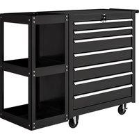 HOMCOM Lockable Steel Tool Chest on Wheels, 7 Drawer Tool Box with Handle for Workshop, Garage, Black