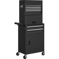 HOMCOM Three-Part Steel Locking Tool Chest - Black