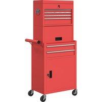 HOMCOM Three-Part Steel Locking Tool Chest - Red