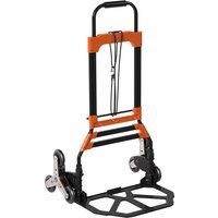 HOMCOM Heavy Duty Foldable Trolley on Wheels, Steel Folding Hand Truck, 75kg, Black and Orange