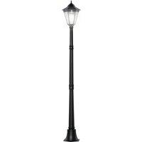 Outsunny 1.9M Garden Lamp Post Light, IP44 Outdoor LED Solar Powered Lantern Lamp w/ Aluminium Frame for Patio, Pathway and Walkway, Black Aosom UK