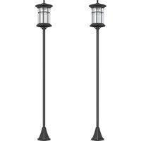 Outsunny Set of Two 1.8m Traditional Style Solar Lamp Posts - Black