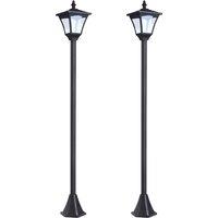 Outsunny Set of 2 Outdoor Garden Solar Post Lamp Sensor Dimmable LED Lantern Bollard IP44 Energy-saving 1.2M Tall, Black Aosom UK