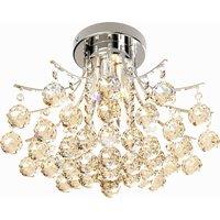 HOMCOM Crystal Chandelier w/ K9 Crystal Droplets, 3 Lights Mordern Style Ceiling Lamp for Living Room, Bedroom, Dining Room, Transparent Aosom UK