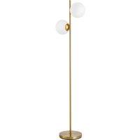 HOMCOM 2 Glass Shade Floor Lamp Metal Pole Cool Modern Decorative w/ Floor Switch Home Office Furnis