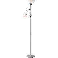 HOMCOM LED Floor Lamp for Living Room, 180cm Tall Standing Lamp, Mother and Child Uplighter with Adjustable Gooseneck, 3000K/4500K/6500K Colour Temperatures, Silver Tone
