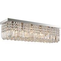 HOMCOM Modern Crystal Ceiling Light Square Crystal Chandelier for Living Room, Dining Room, Hall, E14 Base, Silver, 80 x 25 x 23cm Aosom UK