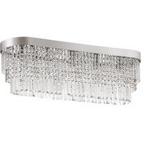 HOMCOM Modern Crystal Chandelier with K9 Crystal Pendants of 3 Layers, Round Rectangular hanging Ceiling Lamp, Silver Aosom UK