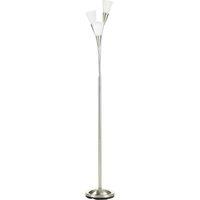 HOMCOM Modern Floor Lights with 3-Light Upright Design, Foot Switch, Steel Frame, Floor Standing Lamp for Living Room & Bedroom, Silver Aosom UK