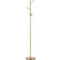 HOMCOM 3-Light Tree Floor Lamps for Living Room, Modern Standing Lamp for Bedroom with Globe Lampshade, 3000K/4000K/6000K Colour Temperatures, Steel Base, Gold Tone