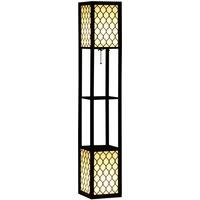 HOMCOM Floor Lamp w/ Shelves, Dual Light, Modern Tall Standing Lamps for Living Room, Bedroom, w/ Pull Chain Switch (Bulb not Included) Aosom UK