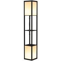 HOMCOM Modern Shelf Floor Lamp with Dual Ambient Light, Standing Lamp Living Room, Bedroom, 156cm, Black