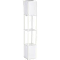 HOMCOM Floor Lamp with Shelves, Modern Floor Standing Lamp with Dual Ambient Light for Living Room, Bedroom, White Aosom UK