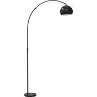 HOMCOM Arc Floor Lamp for Living Room, Modern Adjustable Standing Lamp with Faux Black Marble Base Black