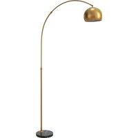 HOMCOM 180cm Arc Floor Lamp for Living Room, Home Offices, Bedrooms, Modern Standing Lamp with Foot Switch, Faux Black Marble Base and Black Bell Shade, Gold Tone