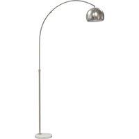 HOMCOM Arc Floor Lamp for Living Room, Modern Adjustable Standing Lamp with Faux Black Marble Base Silver Tone