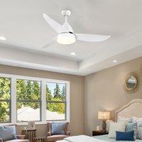 HOMCOM Reversible Ceiling Fan with Light, 3 Blades Indoor Modern Mount White LED Lighting Fan with R