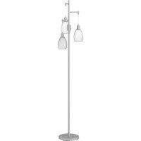 HOMCOM 170cm Industrial 3-Light Floor Lamp, Dimmable Standing Lamp with Steel Lampshades for Living Room, Bedroom, Dinging Room, Study, Silver Tone