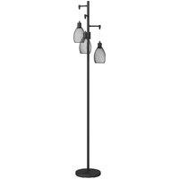 HOMCOM 3-Light LED Floor Lamp, 170cm Industrial Dimmable Standing Lamp with Steel Wire Cage Lampshades, 2700K for Living Room, Bedroom, Dining Room, Study, Black