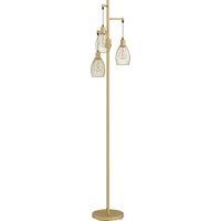 HOMCOM 170.5cm Industrial Dimmable Standing Lamp, 3-Light Floor Lamp with Steel Wire Cage Lampshades, Gold Tone