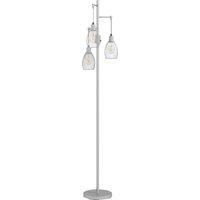 HOMCOM 170.5cm Industrial Dimmable Standing Lamp, 3-Light Floor Lamp with Steel Wire Cage Lampshades, Silver Tone