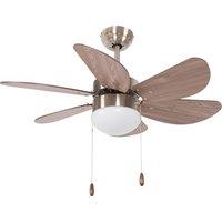 HOMCOM Ceiling Fan Lights with 6 Reversible Blades, Pull-chain Switch, Flush Mount Ceiling Fan with LED Light, Walnut Brown Aosom UK