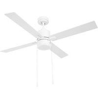 HOMCOM Ceiling Fan with LED Light, Flush Mount Ceiling Fan Lights with Reversible Blades, Pull-chain, White and Natural Tone Aosom UK