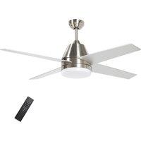 HOMCOM Ceiling Fan with LED Light, Flush Mount Ceiling Fan Lights with Reversible Blades, Remote, Silver and Black Aosom UK