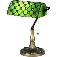 HOMCOM Stained Glass Bedroom Table Lamp, Handmade Antique Bedside Light for Bedroom, Living Room, Home, Nightstand, Green Aosom UK